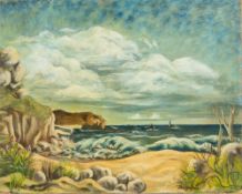 * Inez Estella Hoyton [1903-1983]- Surf on a Cornish beach,:- signed, bottom right oil on board,