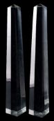 A pair of clear Perspex obelisks: , each 46cm.