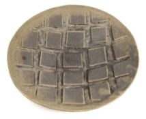 *Val Barry (1937-2018) a large stoneware shallow dish: of circular form applied with raised