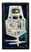 A stoneware plaque in the manner of Helmut Schaffenacker: of rectangular form,