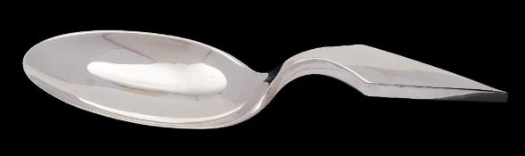 A modernist silver caddy spoon, maker Brett Payne, Sheffield,