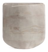 *Val Barry (1937-2018) a stoneware 'landscape sail' vase: of narrow slab built form with distorted