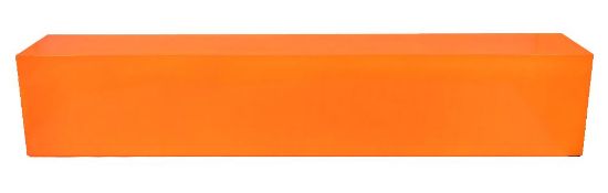 A large orange painted metal plinth: of rectangular outline, 270 x 50 x 50cm.
