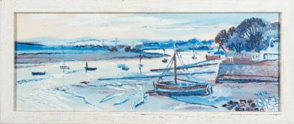 * Fred Yates [1922-2008]- Topsham Sunset,:- signed bottom right oil on board, 31 x 83cm.