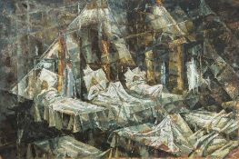 British School Circa 1930- Hospital ward interior,:- oil on board, 76 x 114cm.