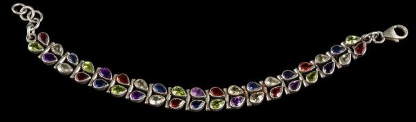 A 20th century multi-stone-set bracelet: stamped '925', on lobster clasp.