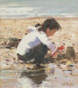 * Nicholas St John Rosse [b.1945]- Rock pooling,:- signed oil on board, 29.5 x 27cm.