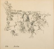 * Bernard Dunstan [1920-2017]- Ronda,:- signed with initials, pencil drawing, 17 x 18.5cm.