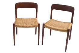 Niels Moller (1920-1982) for J L Mollers; a set of six Model 75 teak dining chairs:,