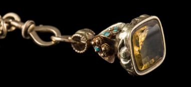 A late 19th century gold guard chain: approximately 145cm long,