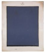 A large George V plain silver easel photograph frame, maker's mark worn, London, 1918: crested,