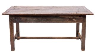 A late 18th Century oak and fruitwood farmhouse kitchen table:,