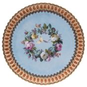 A Copeland porcelain plate painted by Charles Ferdinand Hurten: painted with two butterflies within