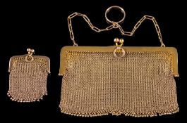A 9ct gold mesh-link purse: with bezel import mark for Birmingham,