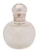 A Victorian clear glass and silver mounted atomiser scent bottle, maker George Brace, London,