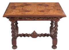 A walnut and seaweed marquetry rectangular side table:, in the 17th Century taste,