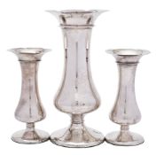 A garniture of three George V silver vases, maker Deakin & Francis Ltd, Birmingham,