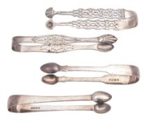 A pair of George IV silver sugar tongs, maker James Beebe, London, 1828: initialled,