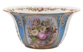 A Paris jardiniere: in the Sevres manner, of fluted oval form,