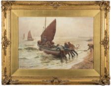 William Kay Blacklock [1872-1924]- Fishermen launching,