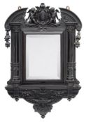 A 19th Century Italian carved and ebonised wall mirror:,