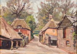 * Guillermo Bestard-Canaves [1881-1969]- Cockington Village,:- signed bottom right, oil on board,