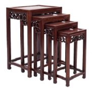 A set of Chinese hardwood quartetto tables:,