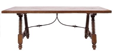 A Spanish walnut dining table in the 18th Century manner:,