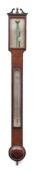 Cox, London a Georgian stick barometer: the silvered dial engraved with typical barometer scale,