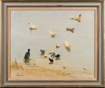 * Edward Wesson [1910-1983]- Ducks,:- signed bottom left, oil on canvas, 39 x 49cm.