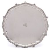 A George V silver salver, maker Henry Wigfull, Sheffield, 1910: crested,