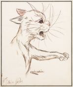 Louis William Wain [1860-1939]:- An angry cat, signed Louis Wain bottom middle,