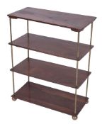 A 19th Century rosewood and inlaid four tier rectangular whatnot:, bordered with boxwood lines,
