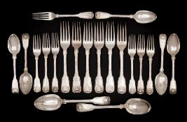 A matched silver Fiddle, Thread and Shell pattern part flatware service,