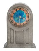 A Liberty & Co Tudric pewter mantel clock: designed by David Veasey, London, circa 1902,