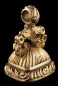 A mid 19th century gold fob seal with secret hinged compartment: with chased foliate and acanthus