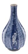 A Japanese blue and white bottle vase: of lobed decagonal pear shape,