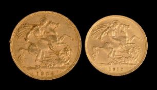 An Edward VII sovereign dated 1904: in a fitted case with card stating 