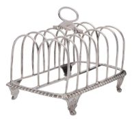 A George III silver six division toast rack, maker John Emes, London,