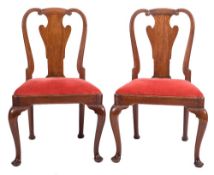 A pair of George II walnut dining chairs:,