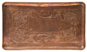 Herbert Dyer An early 20th century copper tray: of rectangular outline,