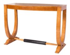 An Art Deco satin birch and crossbanded hall table:,