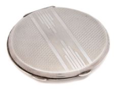A George VI silver powder compact, maker J T Deeley, Birmingham, 1945: crested,