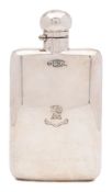An Edward VII silver hip flask, maker William Hutton & Sons Ltd, London, 1901: crested,