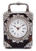A late Victorian/Edwardian tortoiseshell timepiece, marks worn,