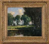 James Humbert Craig [1877-1944]- Figures in a sunlit park,