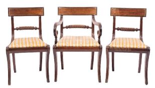 A set of six Regency mahogany dining chairs:,