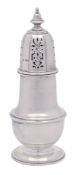 A George V silver sugar caster, maker Atkin Brothers, Sheffield, 1938: of urn shaped outline,