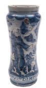 An Italian maiolica albarello: of waisted form,