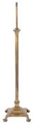 A brass Corinthian column adjustable standard lamp:, with square stepped and bevelled platform base,